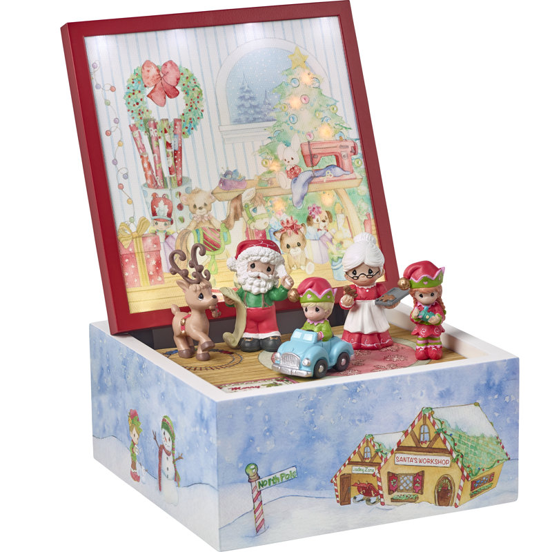 Precious Moments 6 Piece Santas Heirloom Music Box Plays Jolly